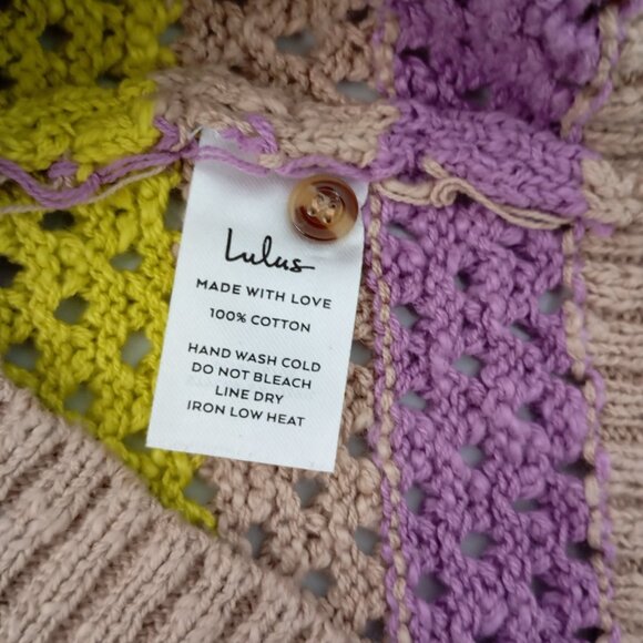 Lulus Striped Crochet Knit Sleeveless Sweater Top Size L Womens - Picture 3 of 8